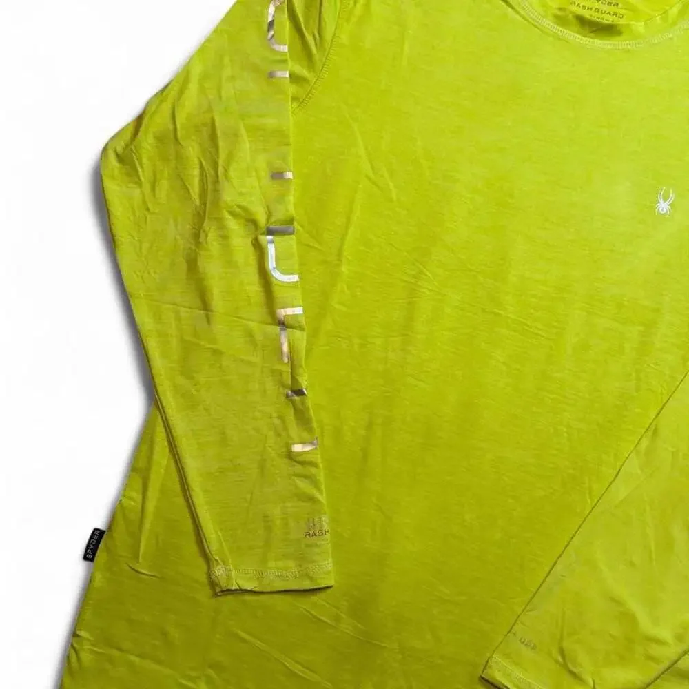 Spyder Swim Surf Sand Sun Rash Guard Long Sleeve Shirt Lime Green Small